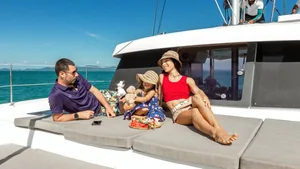 Bali 41 — guests on the bow Bali 41 — guests on the bow