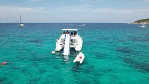Leopard 51 Se La Vie — water slide from the top deck Leopard 51 Se La Vie — water slide from the top deck
