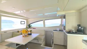Leopard 51 Se La Vie — galley and saloon Leopard 51 Se La Vie — galley and saloon
